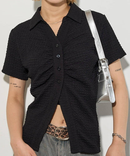 立體褶皺設計 聚攏褶飾 襯衫