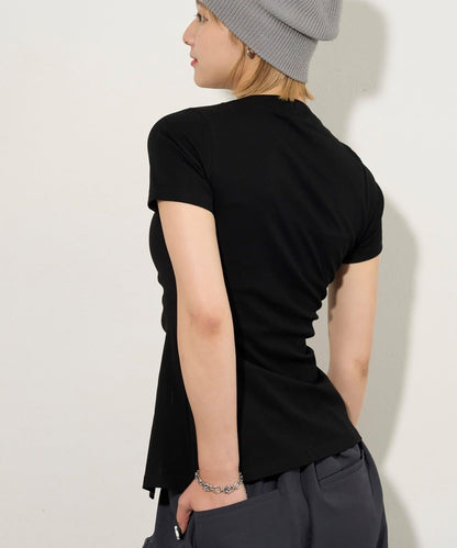 打褶開叉T恤