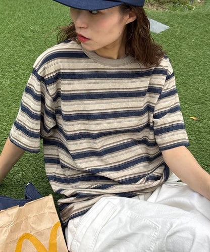 【CIAOPANIC TYPY】【UNISEX】復古風條紋T恤