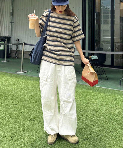 【CIAOPANIC TYPY】【UNISEX】復古風條紋T恤