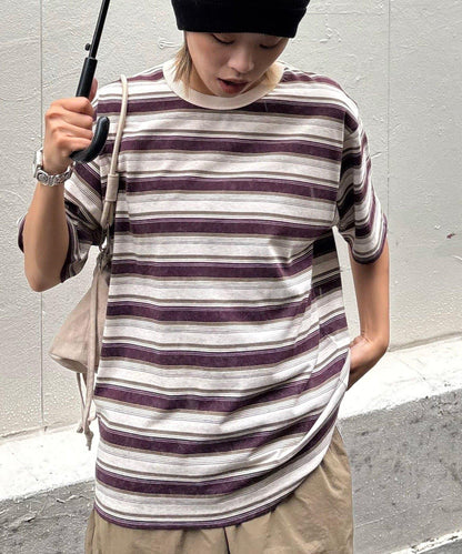 【CIAOPANIC TYPY】【UNISEX】復古風條紋T恤