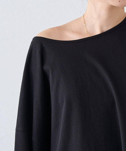 透視拼接一點刺繡oversize T 恤