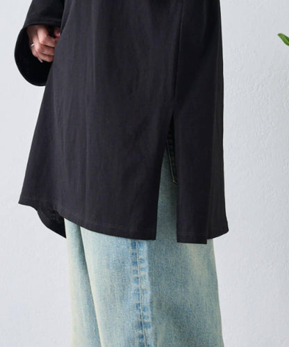 透視拼接一點刺繡oversize T 恤