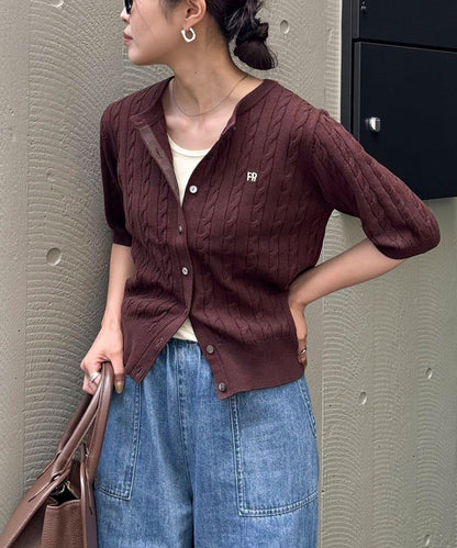 FR刺繡連帽圖案短袖開衫