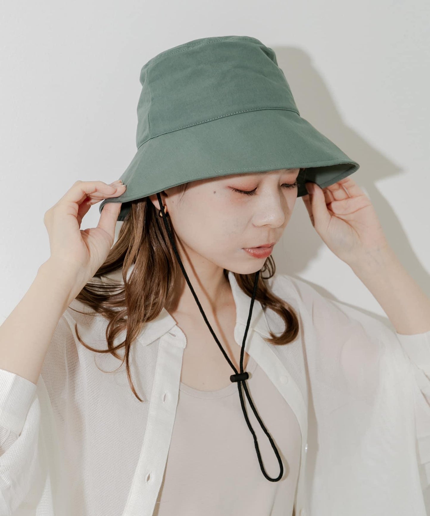 防潑水/防紫外線抽繩漁夫帽