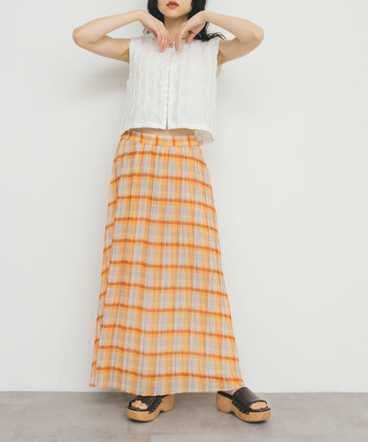 透視格紋百褶裙