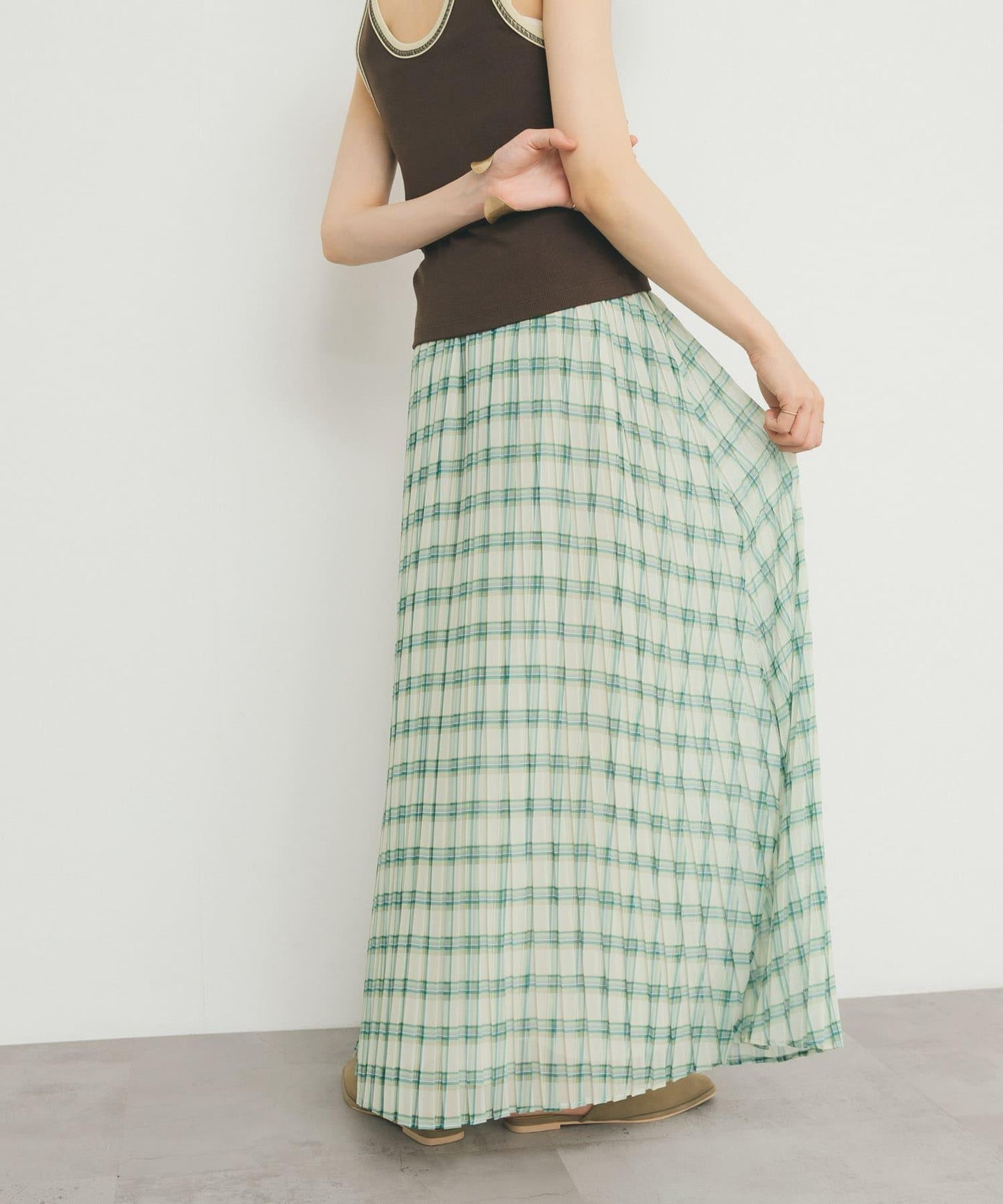 透視格紋百褶裙