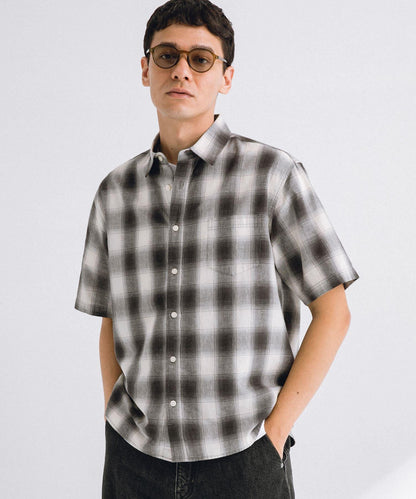 吸水速幹/接觸涼感亞麻混紡短袖襯衫