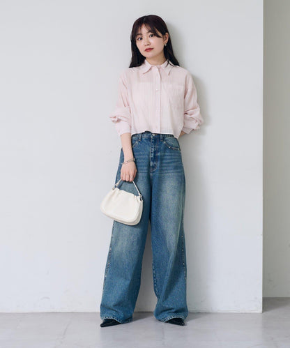 格紋後蝴蝶結襯衫