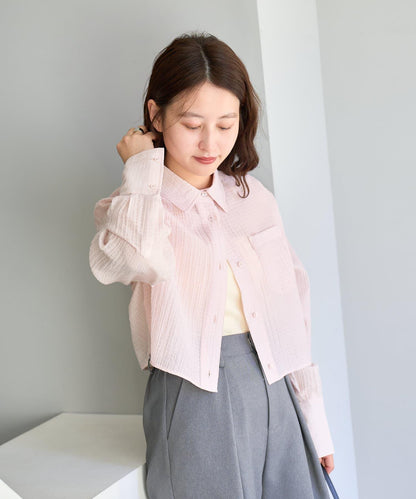 格紋後蝴蝶結襯衫