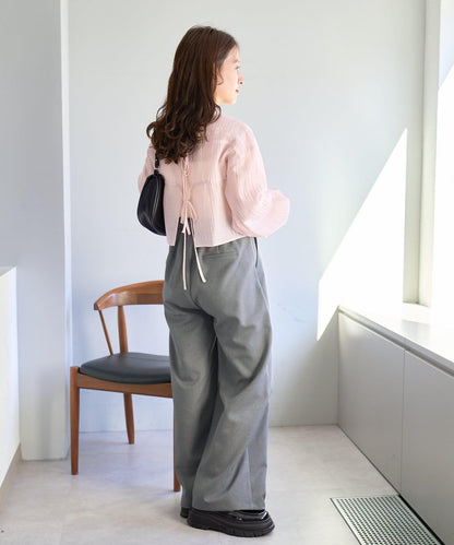 格紋後蝴蝶結襯衫