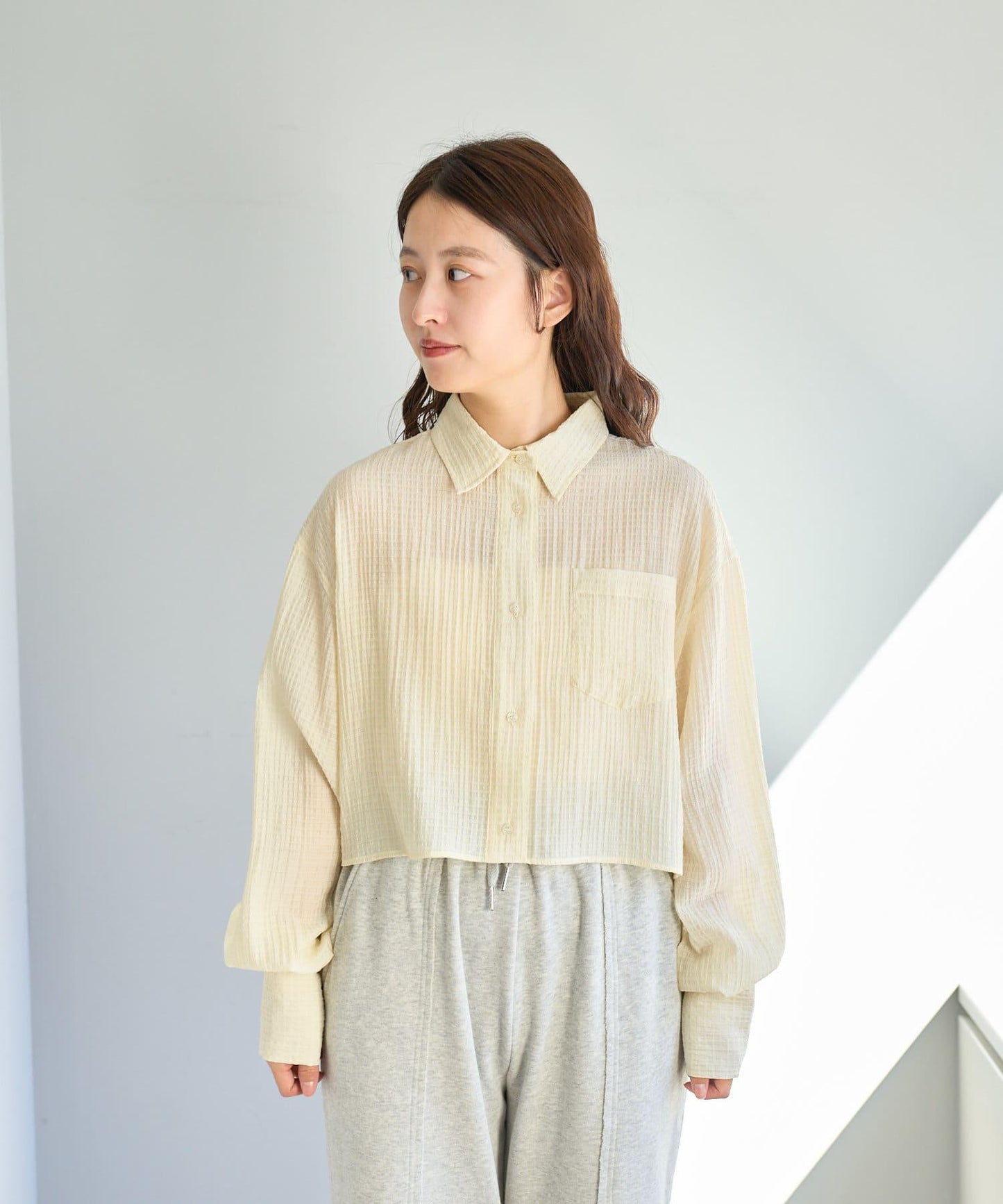 格紋後蝴蝶結襯衫