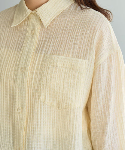 格紋後蝴蝶結襯衫