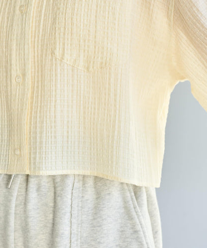 格紋後蝴蝶結襯衫