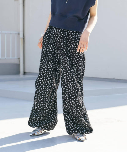 花卉印花抽繩褲