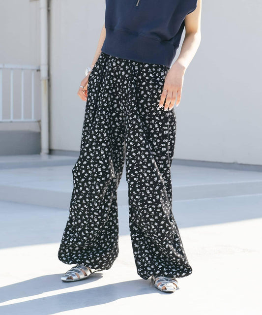 花卉印花抽繩褲