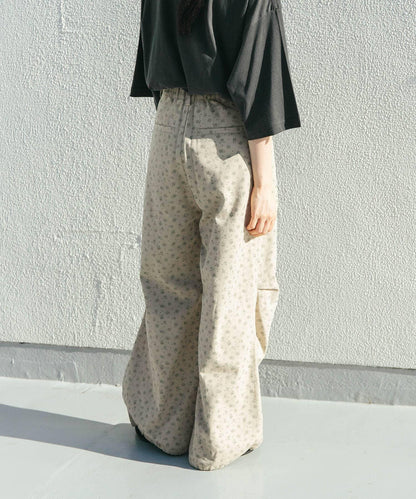 花卉印花抽繩褲