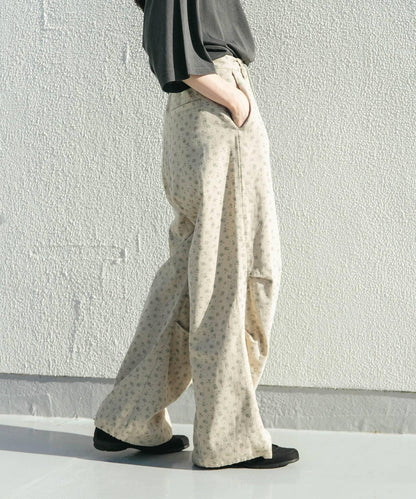 花卉印花抽繩褲