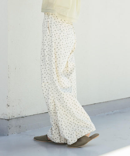 花卉印花抽繩褲