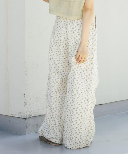 花卉印花抽繩褲