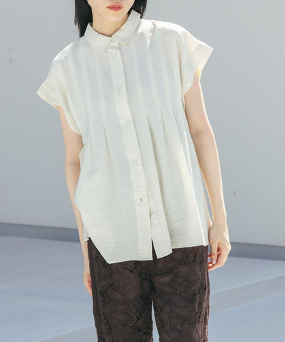 無袖褶皺喇叭襯衫