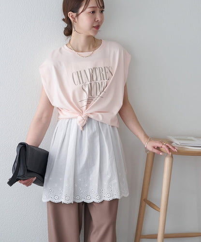 蕾絲拼接吊帶長款上衣