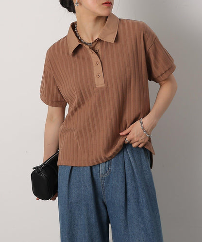 布料polo領條紋上衣