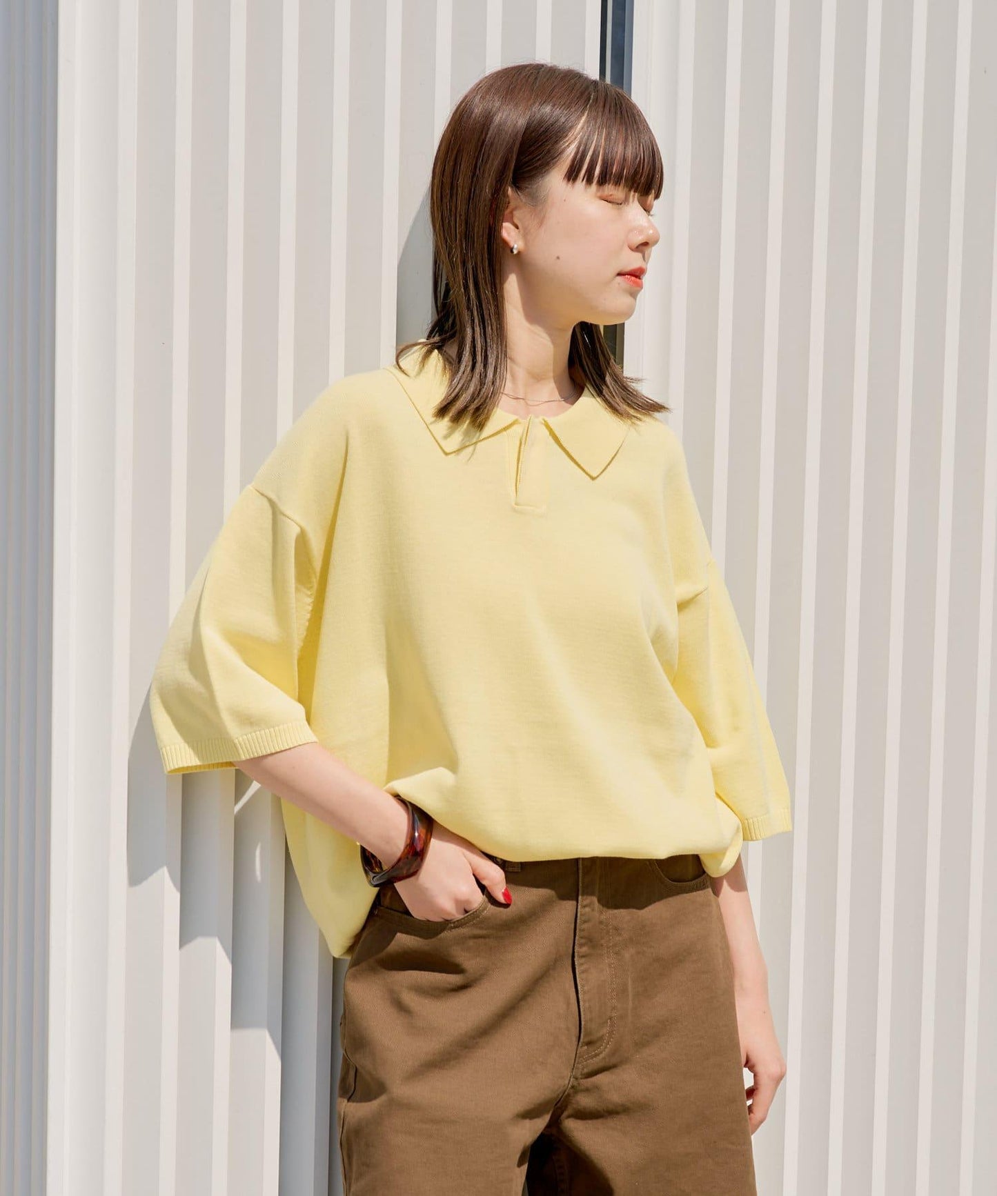 【Kastane】【WHIMSIC】精細針織短袖polo衫