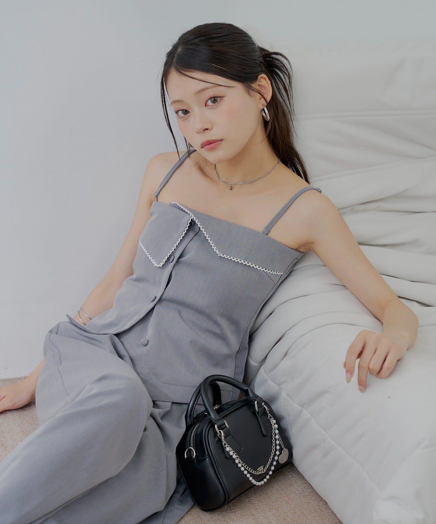 Chico 翻折設計西裝風連身褲