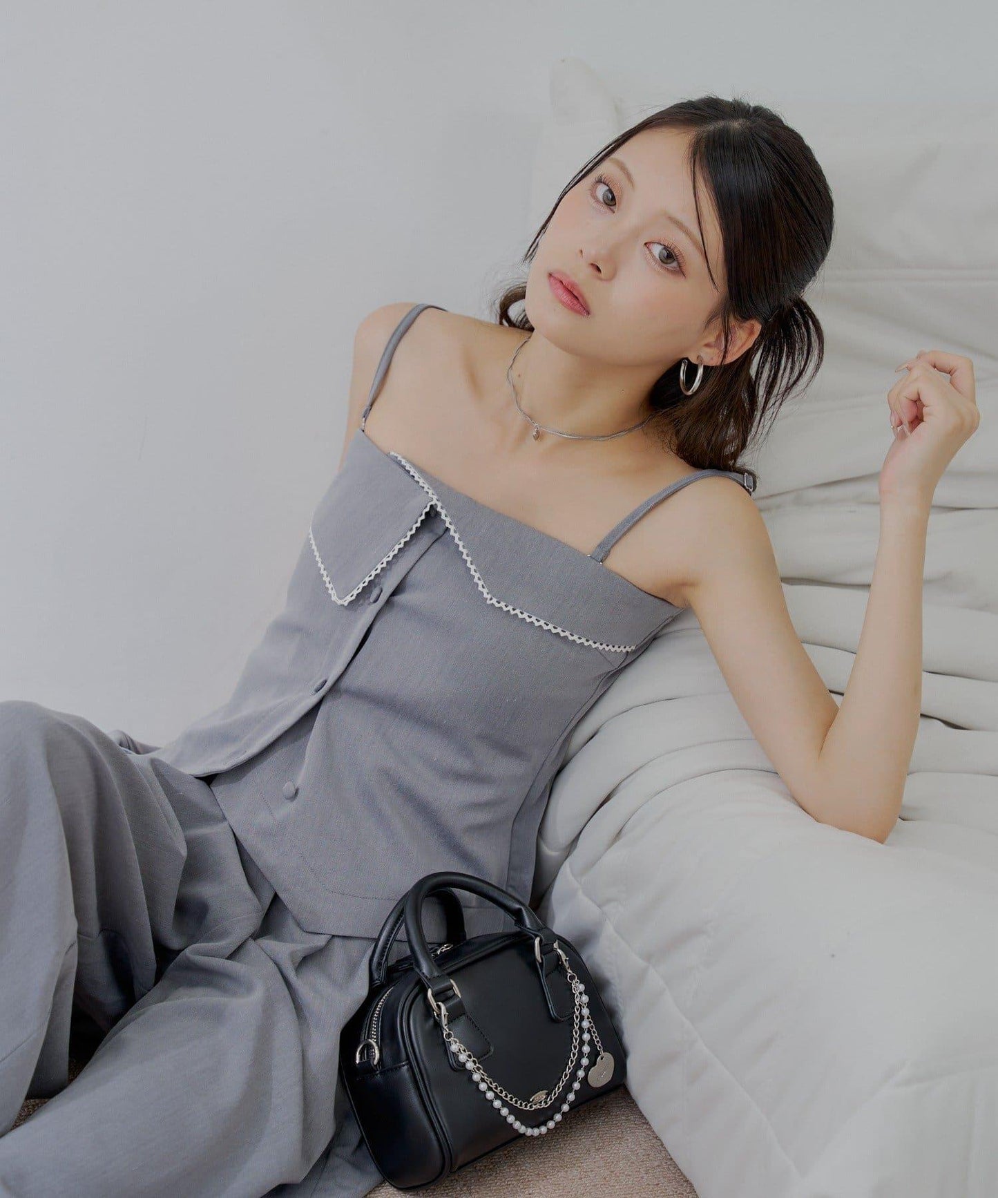 Chico 翻折設計西裝風連身褲