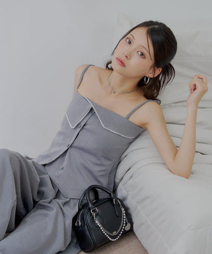 Chico 翻折設計西裝風連身褲