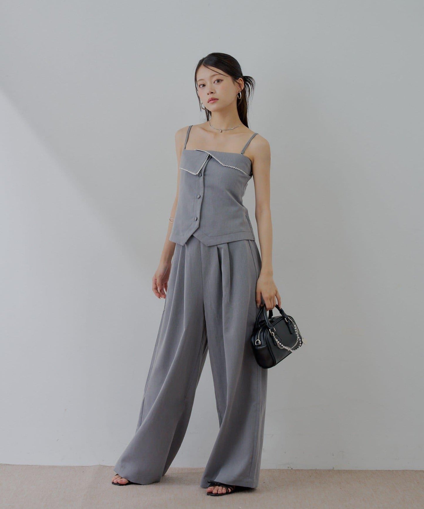 Chico 翻折設計西裝風連身褲