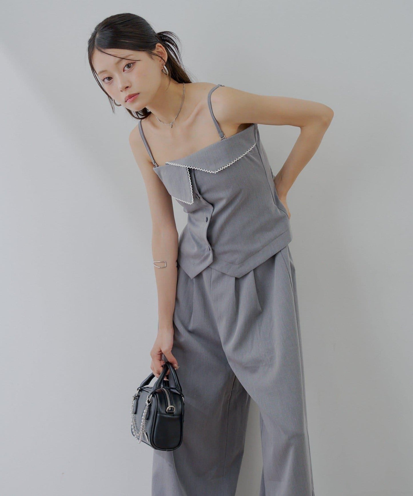 Chico 翻折設計西裝風連身褲