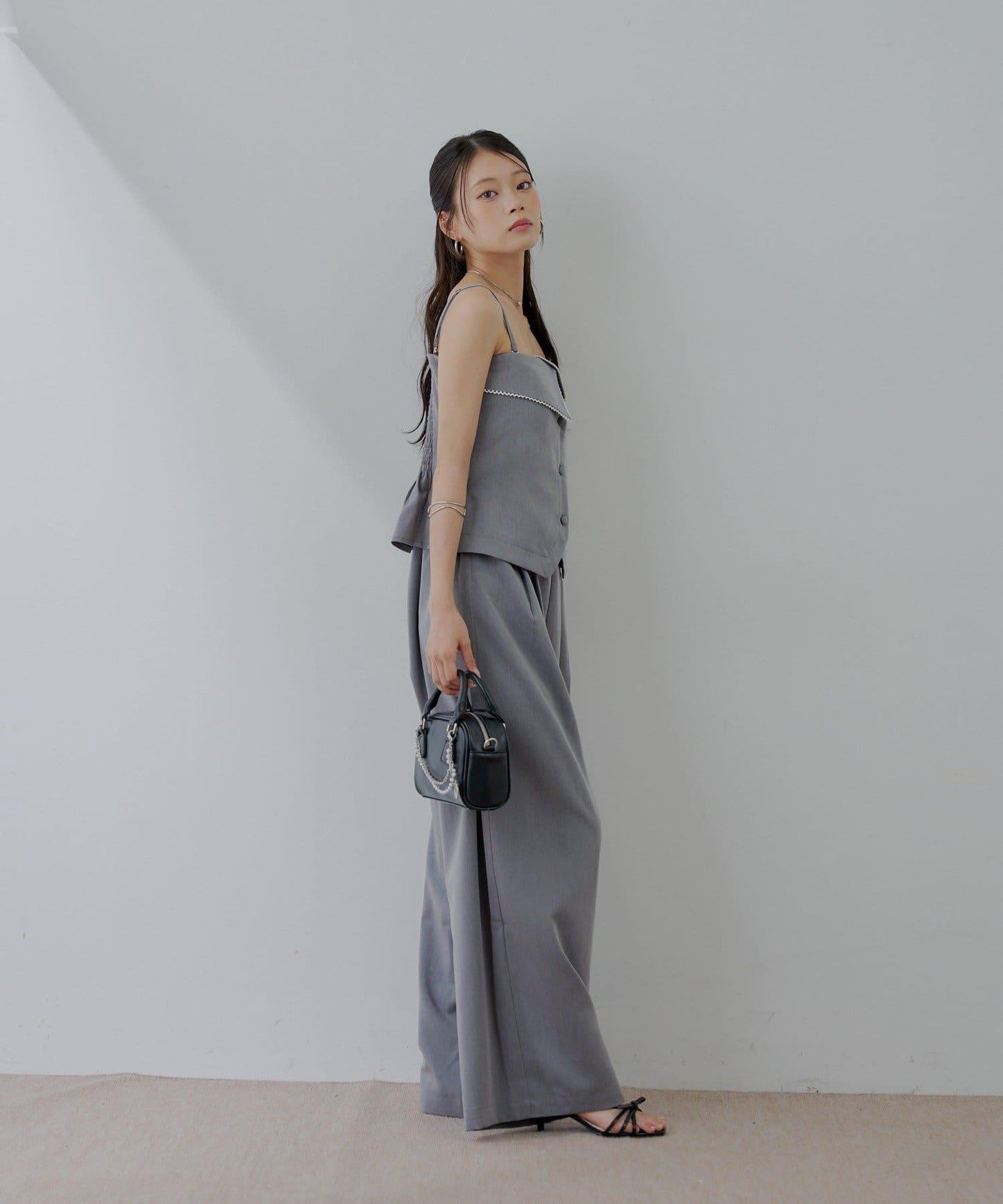 Chico 翻折設計西裝風連身褲