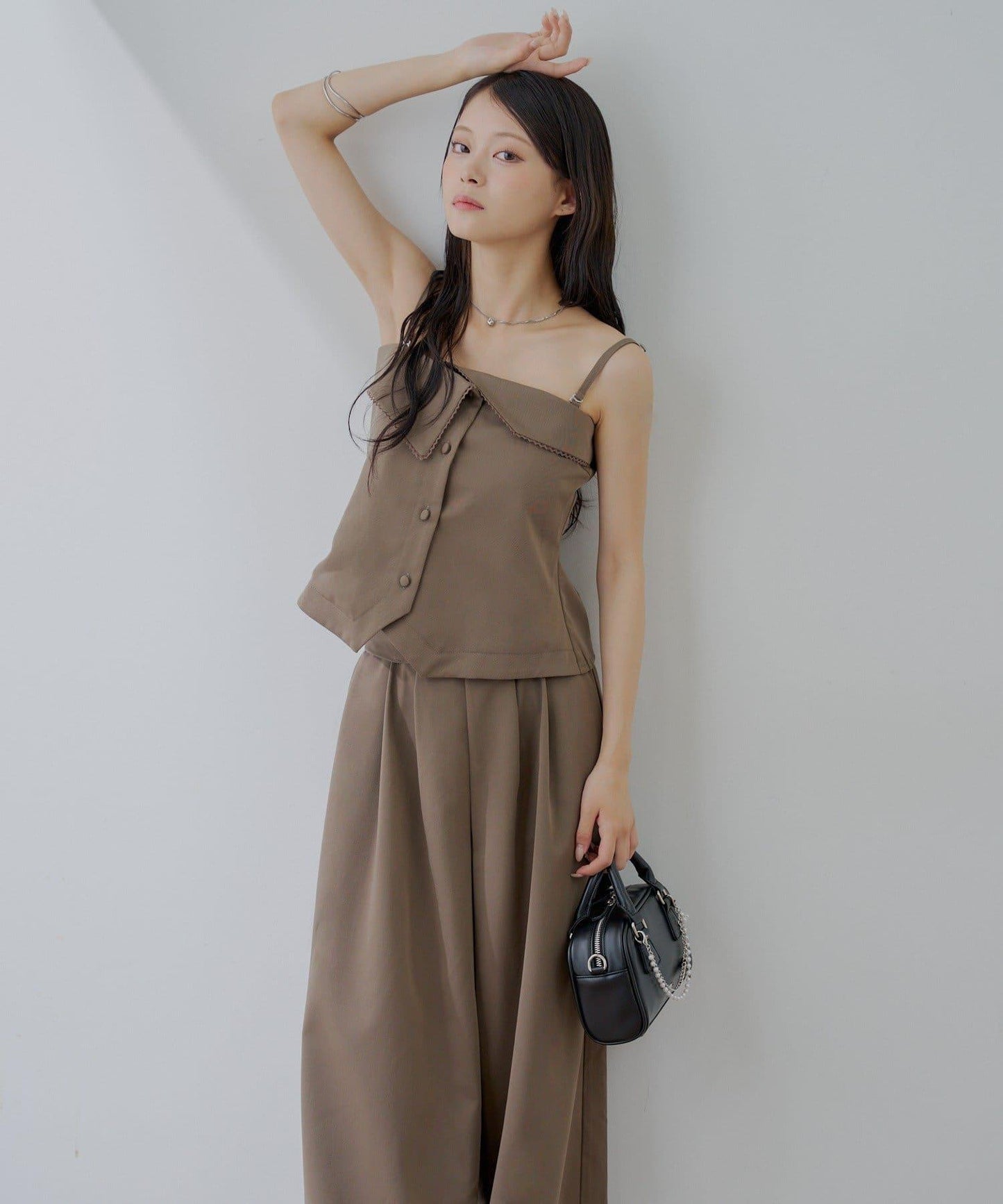 Chico 翻折設計西裝風連身褲