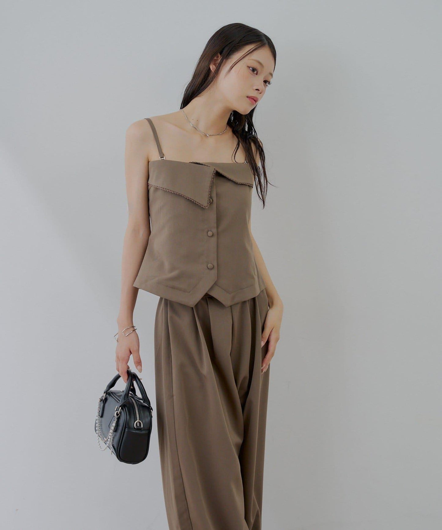 Chico 翻折設計西裝風連身褲