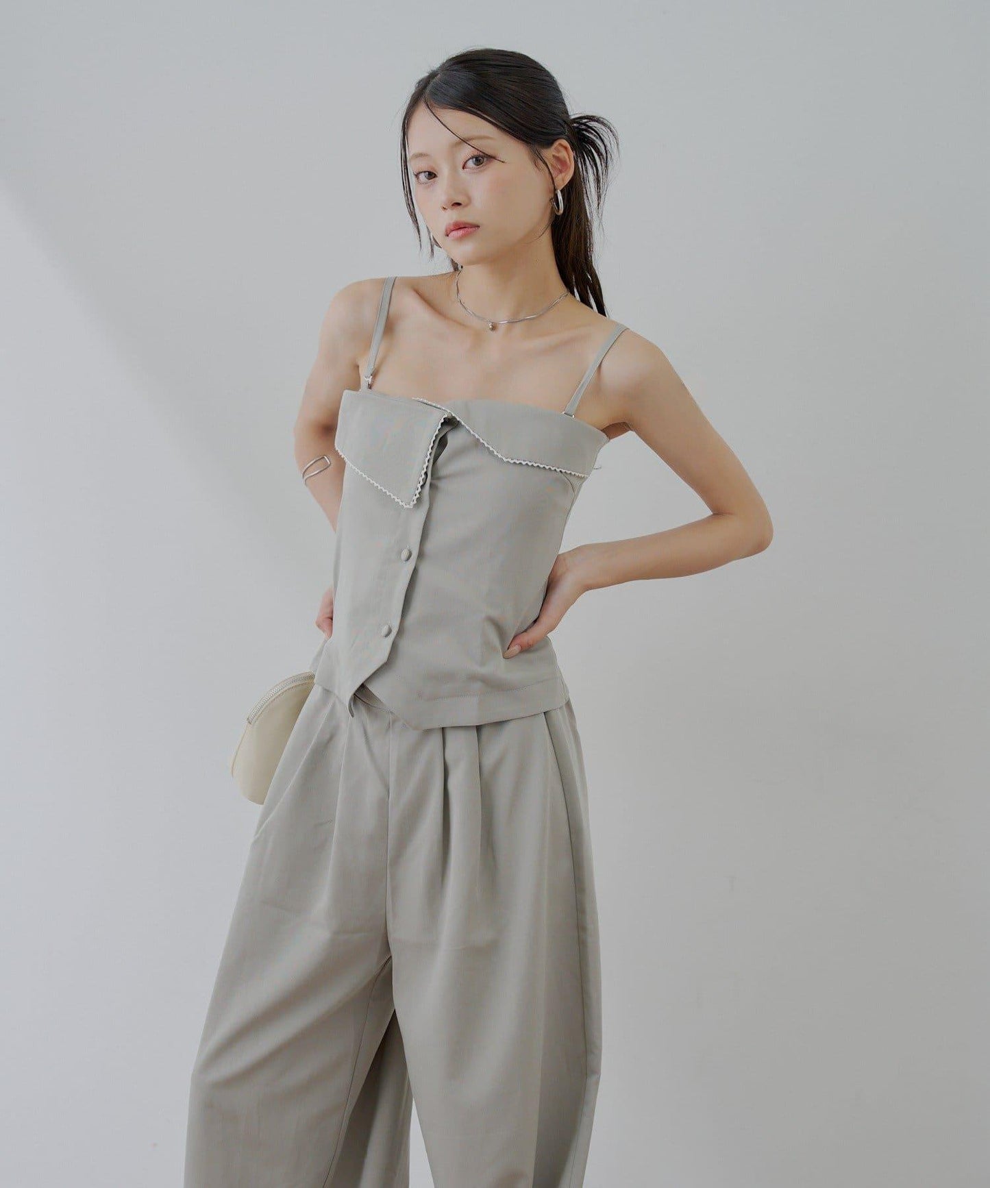 Chico 翻折設計西裝風連身褲