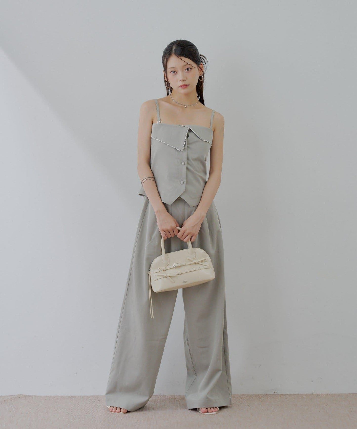 Chico 翻折設計西裝風連身褲