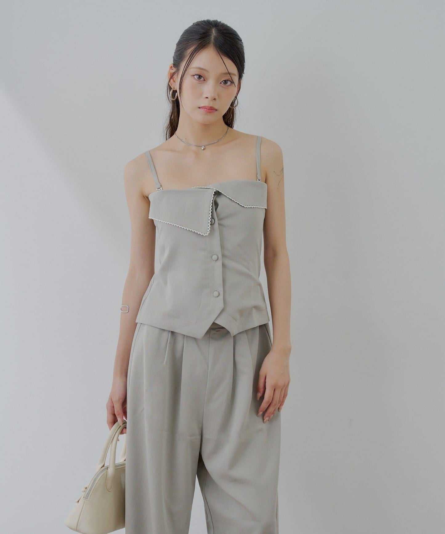 Chico 翻折設計西裝風連身褲