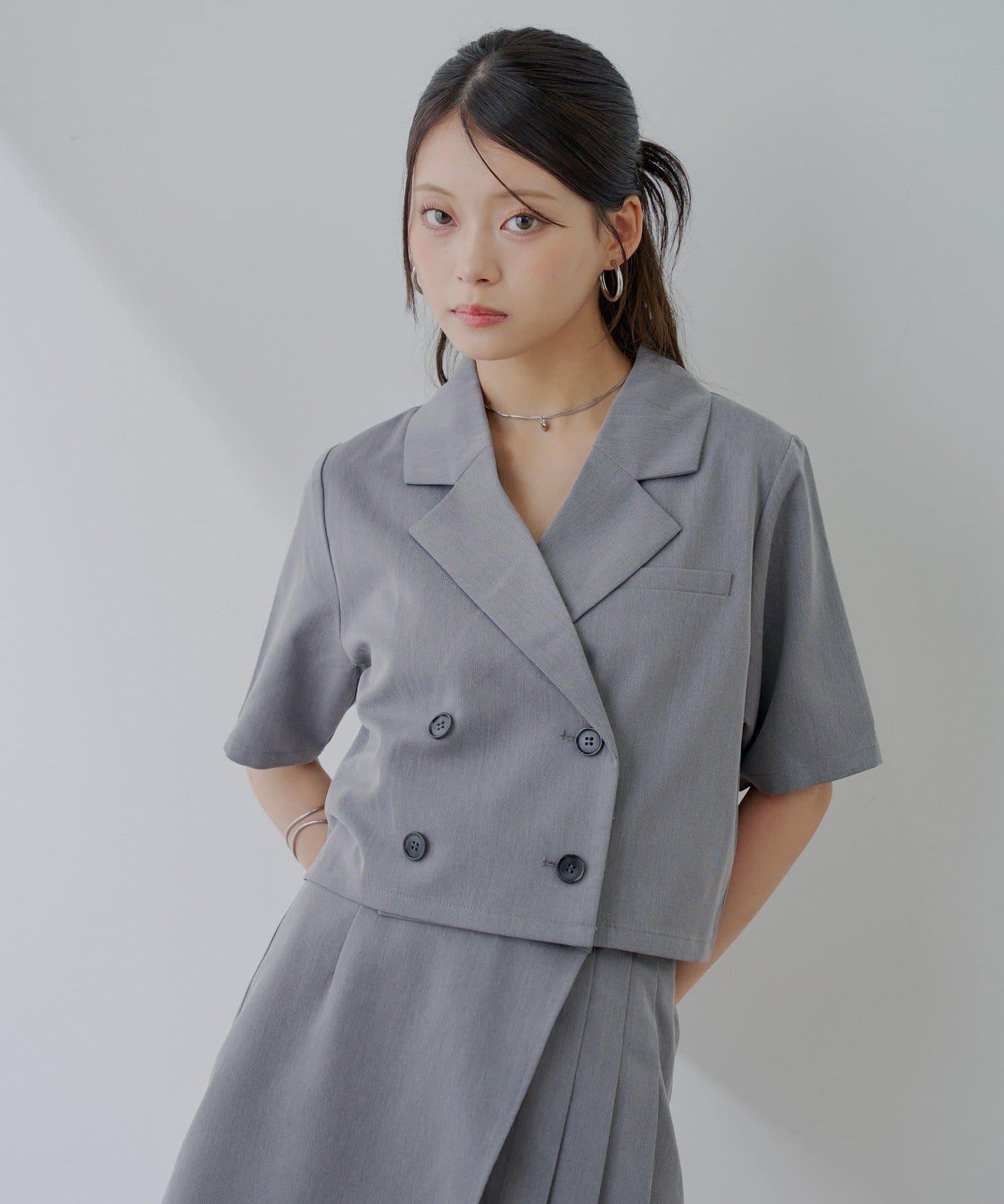 半袖雙排扣西裝外套