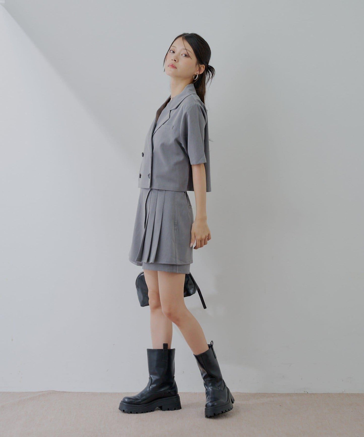 半袖雙排扣西裝外套