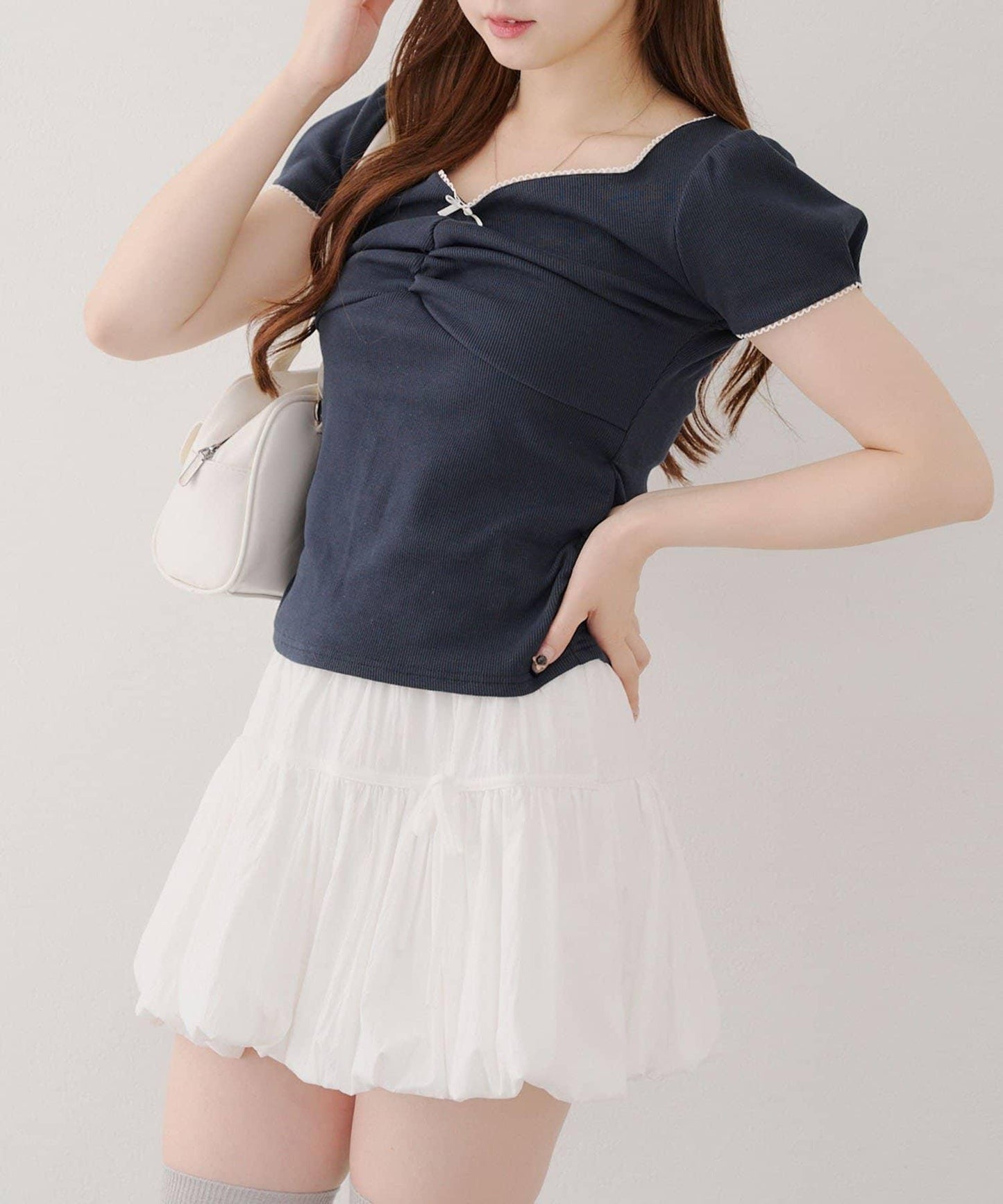 【@may_81o精選】網眼抽褶T-shirt