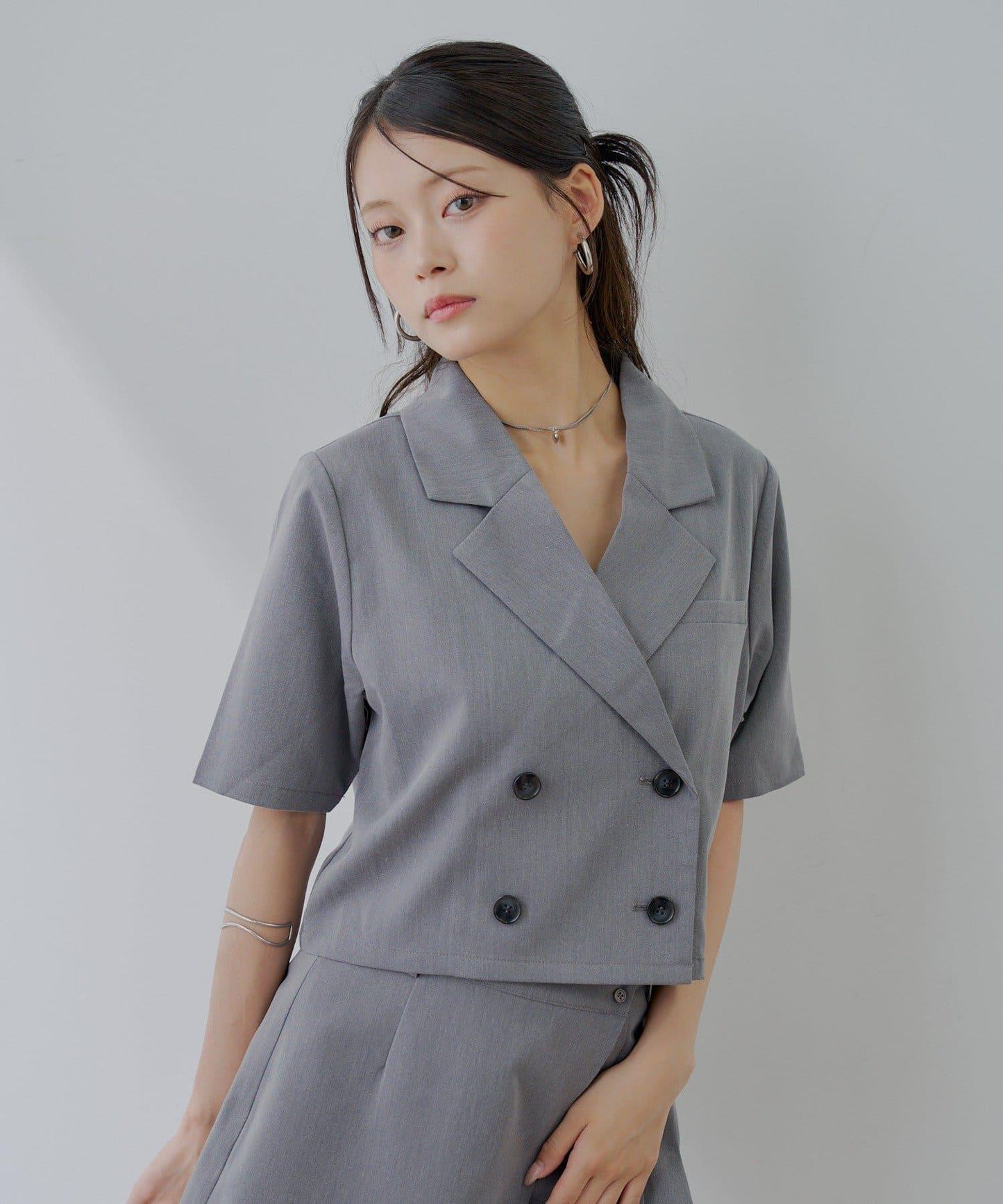 半袖雙排扣西裝外套
