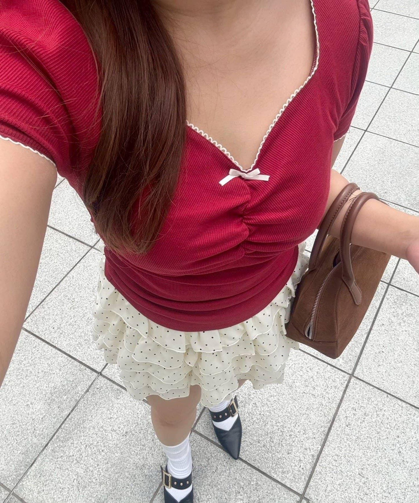 【@may_81o精選】網眼抽褶T-shirt