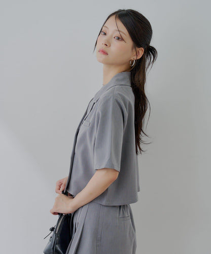 半袖雙排扣西裝外套