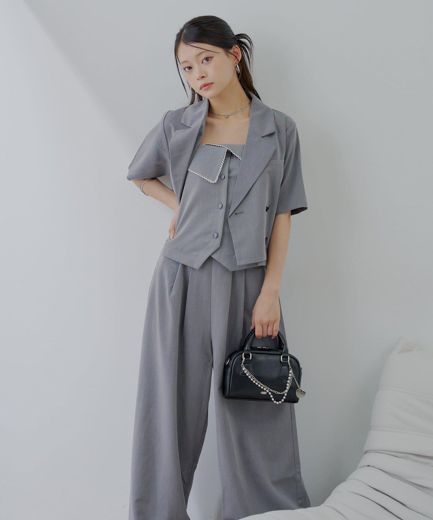 半袖雙排扣西裝外套