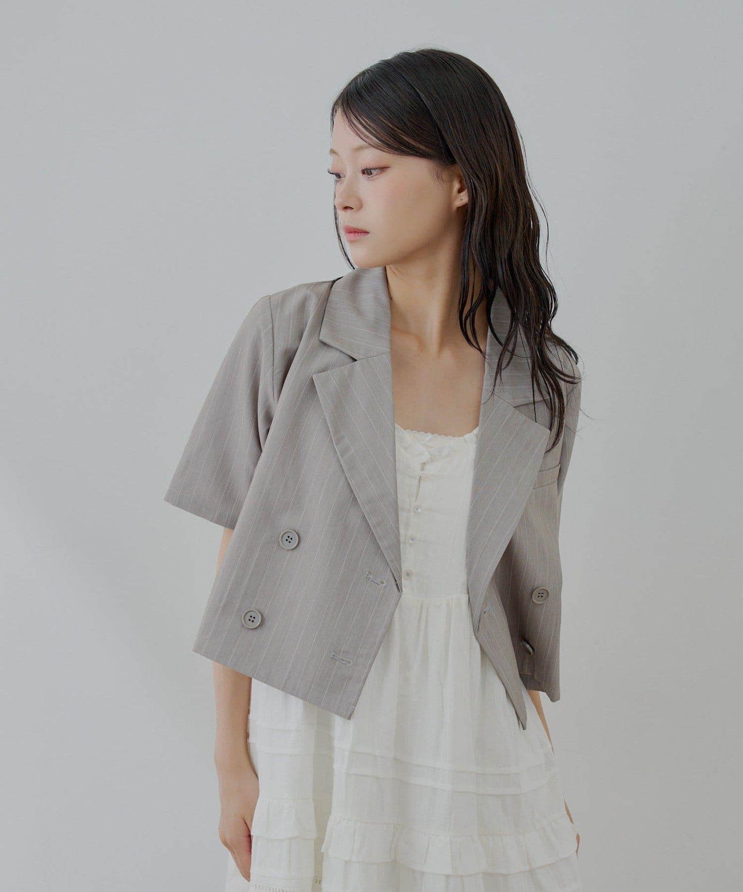 半袖雙排扣西裝外套