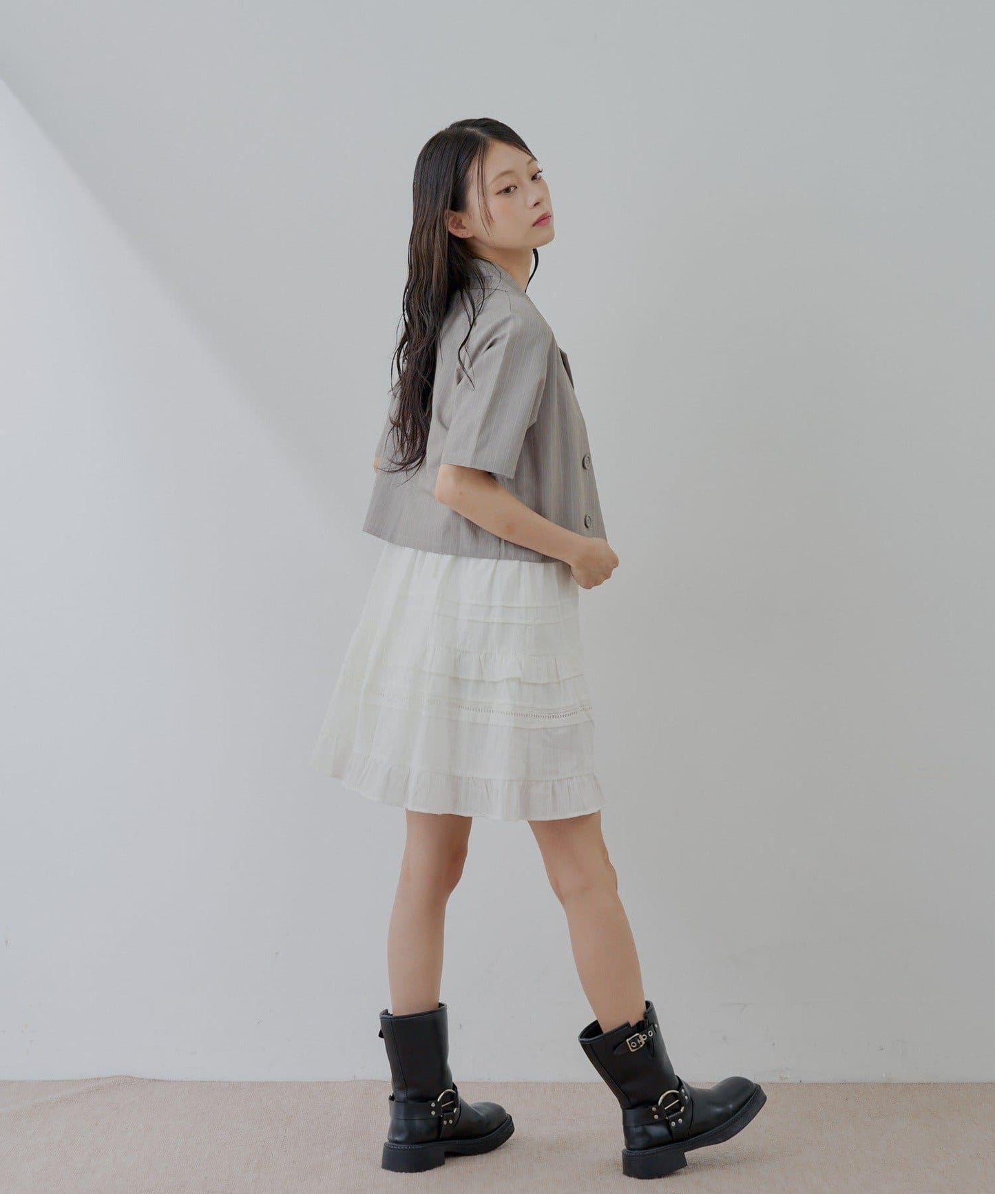 半袖雙排扣西裝外套