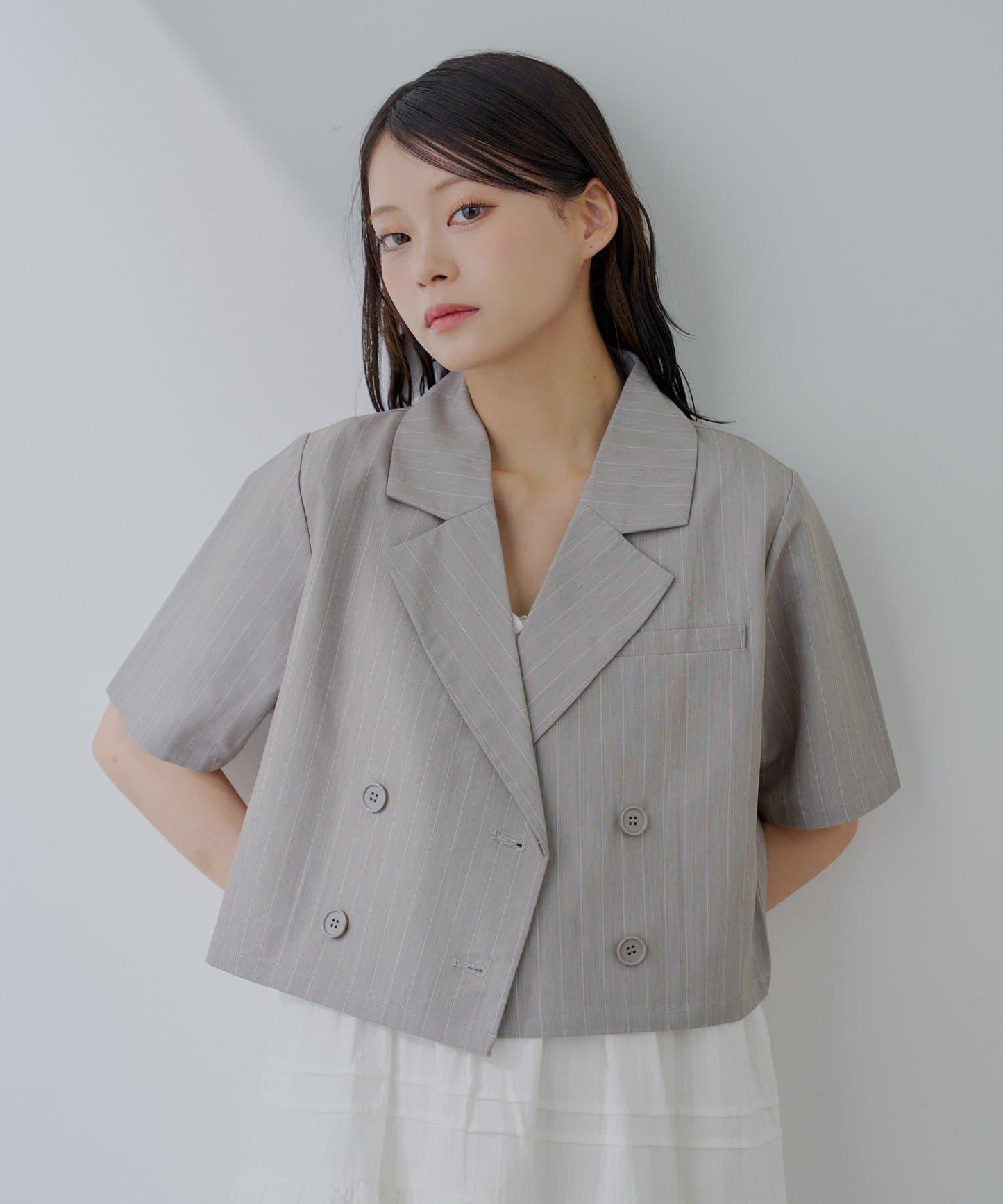 半袖雙排扣西裝外套
