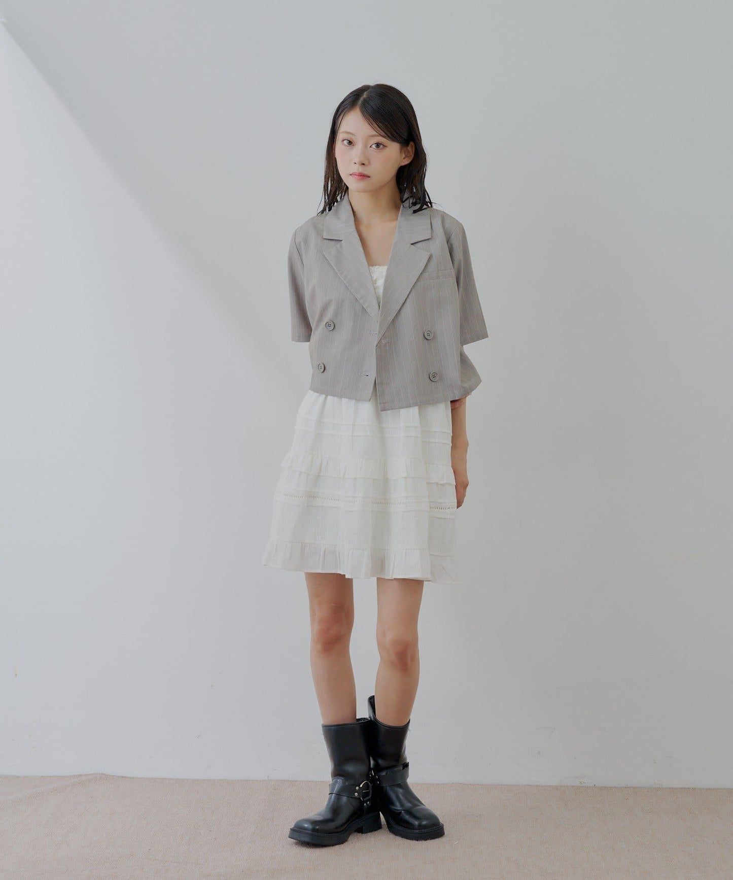 半袖雙排扣西裝外套